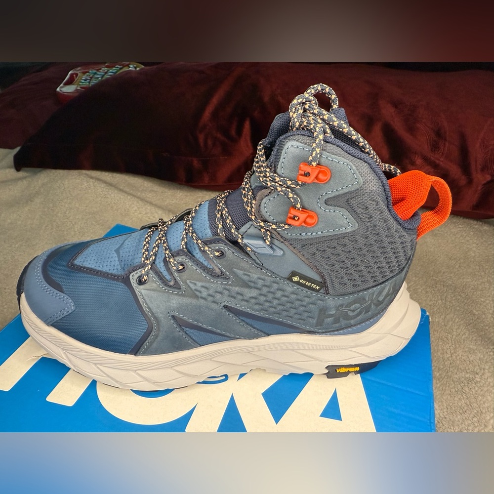 Hoka women’s Vibrant Blue and Orange Boots - Picture 3 of 9